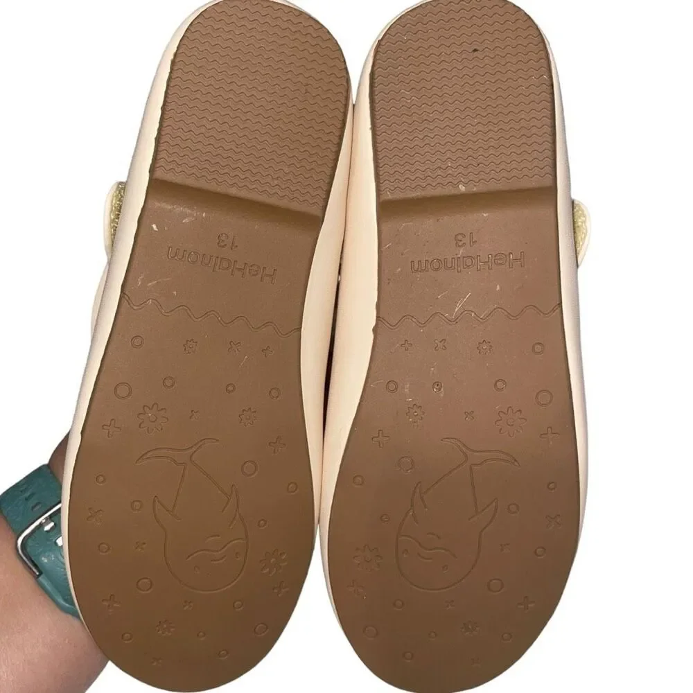 Hehainom Cream Colored Bow‎ Flats - Kids Size 13